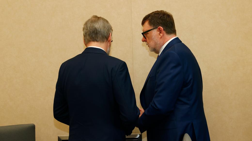 Premiér Petr Fiala a ministr financí Zbyněk Stanjura z ODS