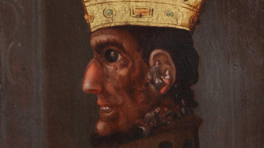 Václav IV. - imaginární hanlivá podobizna složená z výjevů legendy o sv. Janu Nepomuckém (konkrétně jeho umučení a smrt).