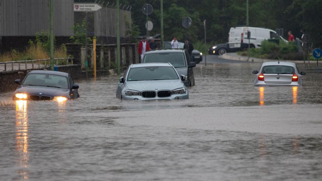 Povodně v německém Porýní (záběr z města Aachen)