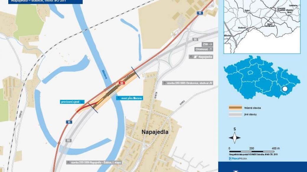 Plán výstavby mostu v Napajedlích (D55)