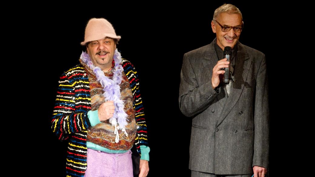 Milan Šteindler a David Vávra během představení divadla Sklep (2011)