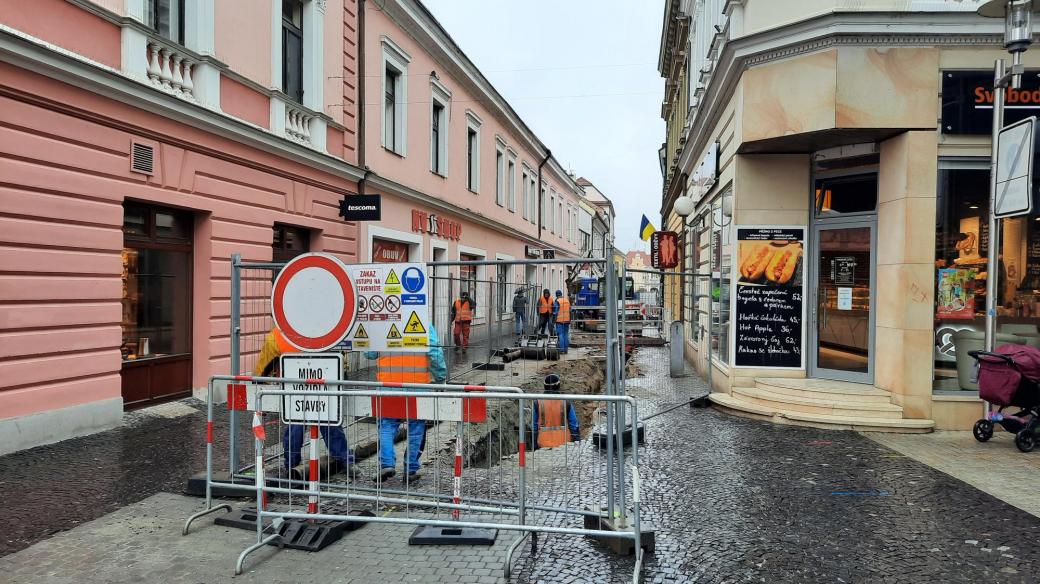Opravy Prostřední ulice v Uherském Hradišti