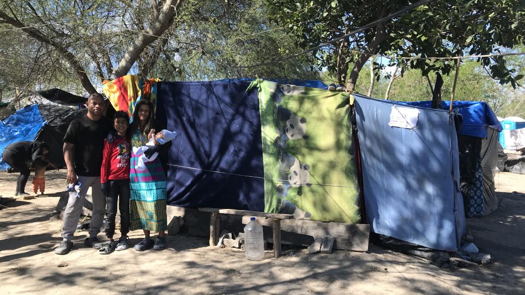 Uprchlické ležení v Matamoros v Mexiku