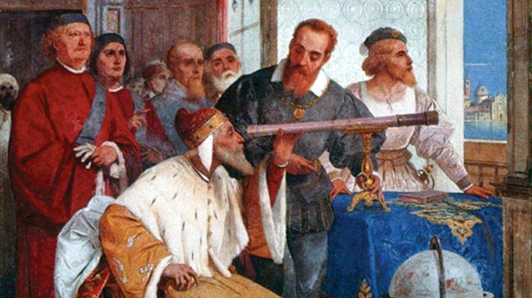 Giuseppe Bertini: Galileo Galilei předvádí svůj dalekohled
