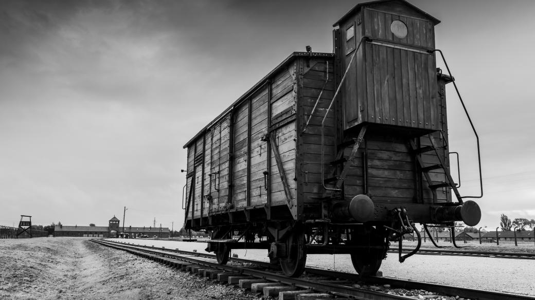 Vagón, který vozil vězně do koncentračního tábora v Osvětimi