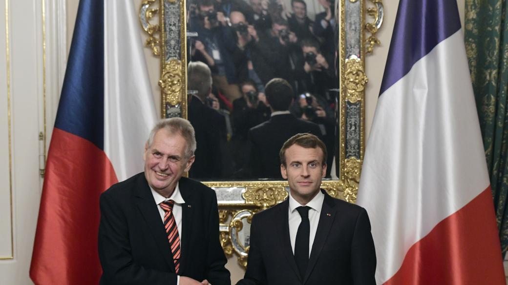 Miloš Zeman přijal na Pražském hradě francouzského prezidenta Emmanuela Macrona