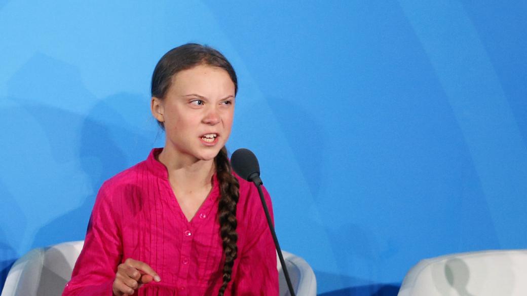 Aktivistka Greta Thunbergová na klimatickém summitu OSN