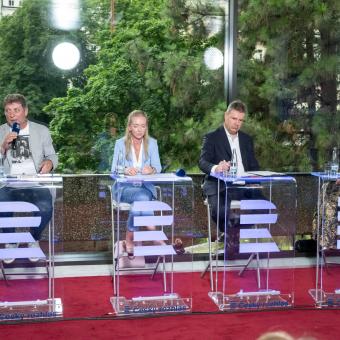 Jan Lacina (STAN), Karla Maříková (SPD), Roman Roun (Stačilo!) a Gabriela Sedláčková (Motoristé)