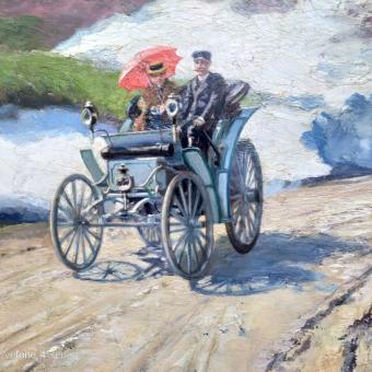 Theodor Liebieg a jeho snoubenka na voze Benz Victoria