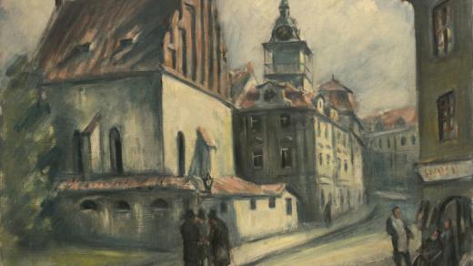 Bedřich Feigl: Staronová synagoga II, kolem 1934, olej na plátně, 605 x 805