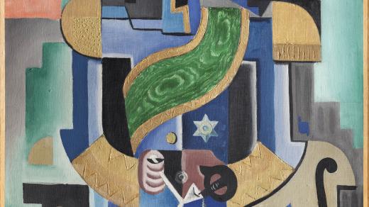 Josef Čapek ve svém díle vycházel ze syntetického kubismu a využíval jeho skladebný princip. Obraz je frontální stylizovanou postavou sestavenou z geometrických tvarů a napodobených reálných struktur (obraz Černošský král, 1920)