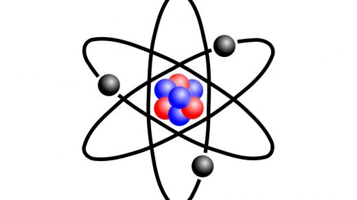 Atom lithia (černě elektrony, červeně protony, modře neutrony)