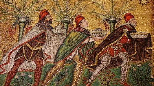Tři králové – Baltazar, Melichar a Kašpar zachyceni na mozaice z 6. století našeho letopočtu