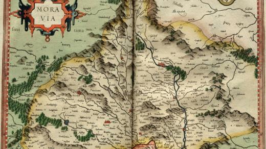 Mapa Moravy. List z Mercatorova atlasu z roku 1595.