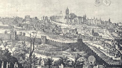 Pražský hrad v roce 1607. Dobová rytina.