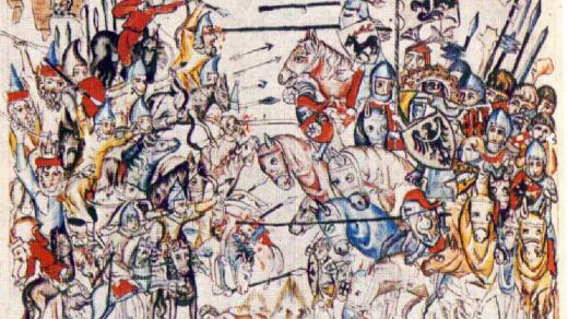 Dobové vyobrazení bitvy u Lehnice (uživatel Belissarius)