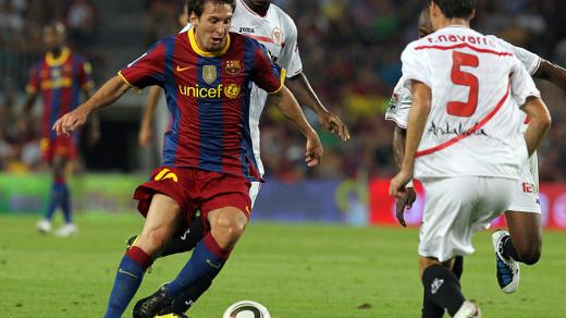 Světová fotbalová hvězda Lionel Messi z Argentiny hraje v dresu FC Barcelona