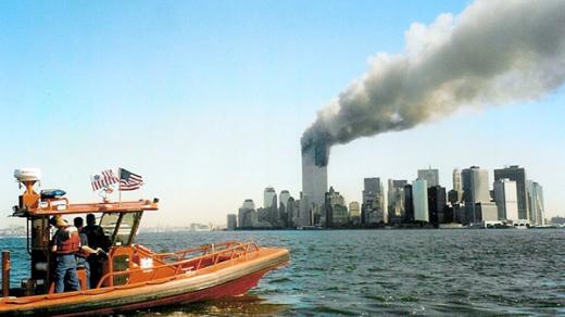 Hořící budovy WTC na Manhattanu 11. září 2001