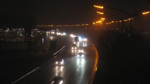 Belgie, osvětlená dálnice