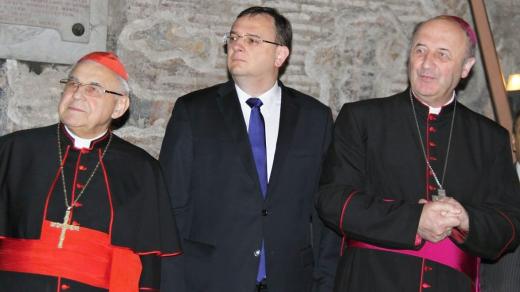 Premiér Petr Nečas navštívil baziliku svatého Klimenta ve Vatikánu