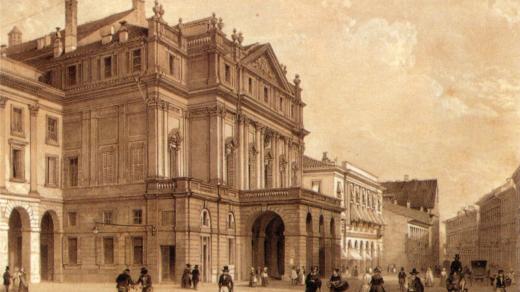 Milánské Teatro alla Scala v 19. století.