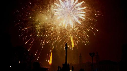Novoroční ohňostroj v Hradci Králové