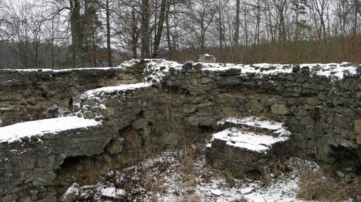 Zřícenina Kartouzka v Dolanech u Olomouce - zbytky kostela