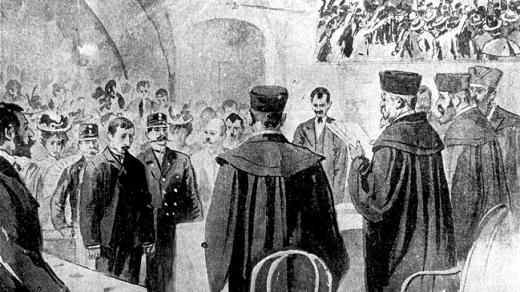 Vynesení rozsudku nad Leopoldem Hilsnerem v Kutné Hoře, 1899