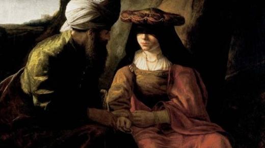 Juda a Támar. Rembrandtova škola, kolem 1650- 60