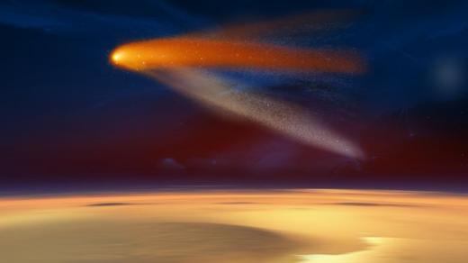 Kometa nad Marsem při pohledu z atmosféry Marsu