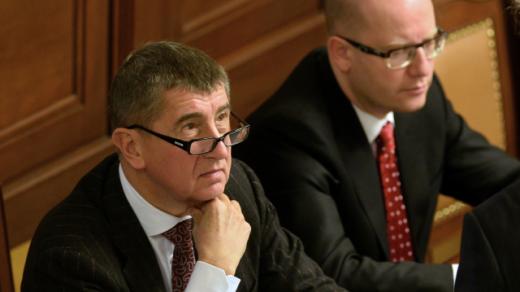Ministr financí Andrej Babiš a premiér Bohuslav Sobotka