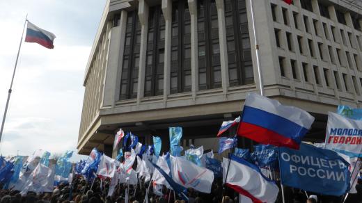 Oslavy prvního výročí referenda o připojení Krymu k Rusku v Simferopolu, hlavním městě Republiky Krym 