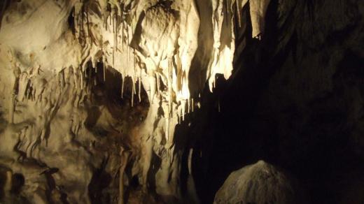 Krápníky ve vyšších patrech jeskyní.
