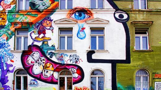 Dům s graffiti v Lipsku