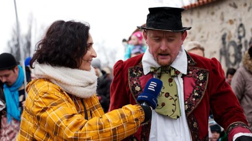 Komorník Paní Zimy a reportérka Jitka Cibulová Vokatá