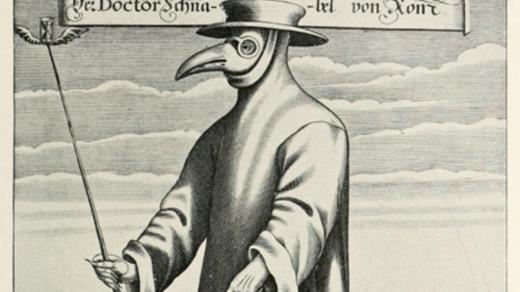 v dobách, kdy postižené jedince navštěvoval lékař s ptačí maskou, v jejímž zobáku byly napěchovány byliny. (autor: Paul Fürst)
