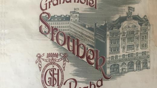Titulní strana jídelního lístku Grandhotelu Šroubek