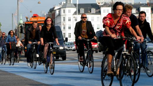 obyvatelé Kodaně jedou do práce