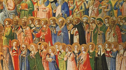 Katoličtí svatí na fresce v klášteře Fiesole od Fra Angelico
