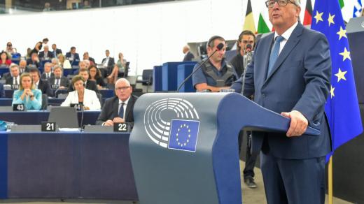 Předseda Evropské komise Jean-Claude Juncker při projevu o stavu Unie