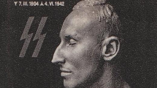 Reinhard Heydrich na výřezu z protektorátní známky
