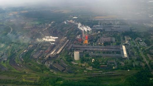 Letecký pohled na areál společnost ArcelorMittal Ostrava (někdejší NHKG)