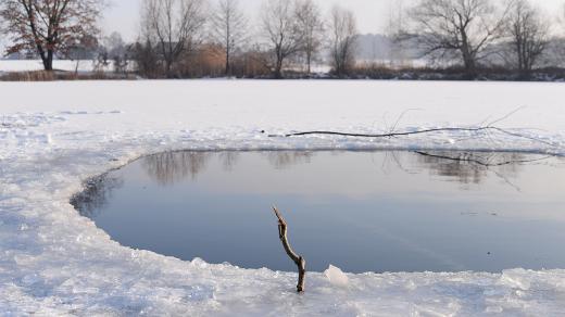 Zamrzlý rybník Mazánek u Slatiňan