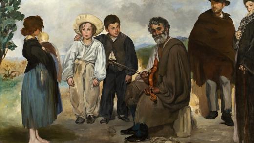 Édouard Manet: Starý muzikant (olej na plátně 187,4 x 248,2 cm, 1862 - výřez)