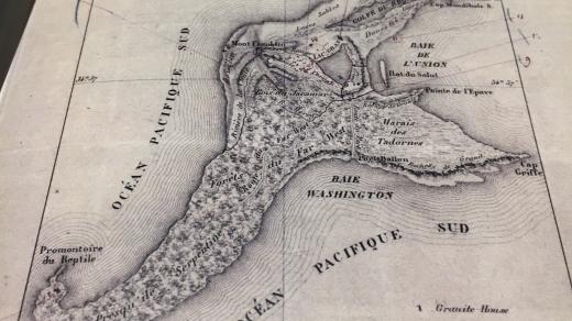 Mapa tajuplného Lincolnova ostrova, kterou vlastnoručně nakreslil Jules Verne