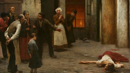 Jakub Schikaneder - Vražda v domě (1890)