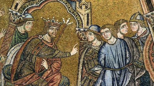 Josefa prodali jeho bratři do otroctví, a tak se dostal do Egypta (Mozaika ze 13. století z Baziliky sv. Marka v Benátkách)
