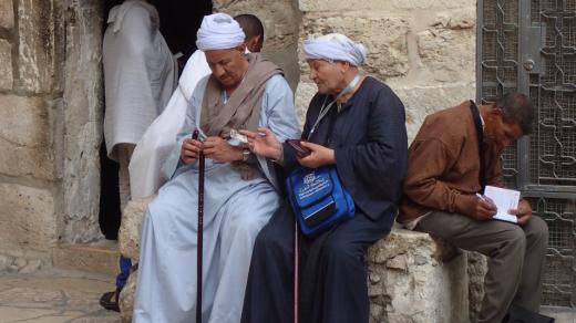 Egyptští koptští poutníci v Jeruzalémě