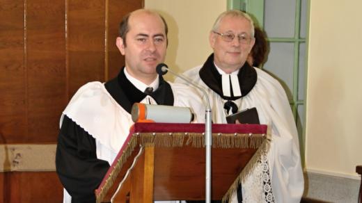 Marián Čop superintendent ECAV v ČR, a Jan Waclawek, biskup Sliezskej cirkvi evanjelickej a. v. v ČR