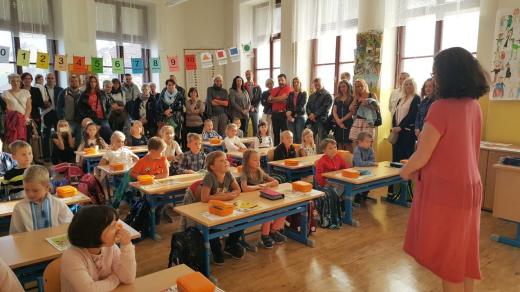 První školní den v 1. B na Základní škole J. Š. Baara v Českých Budějovicích